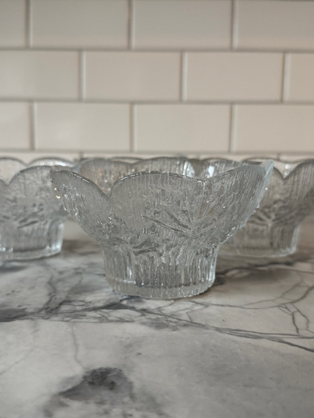LASISEPAT Finland Cow Parsley Glass Desert Bowl Pertti Kallioinen set of 4